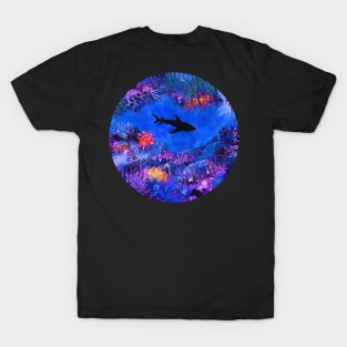 Shark in Coral Cave (round) T-Shirt